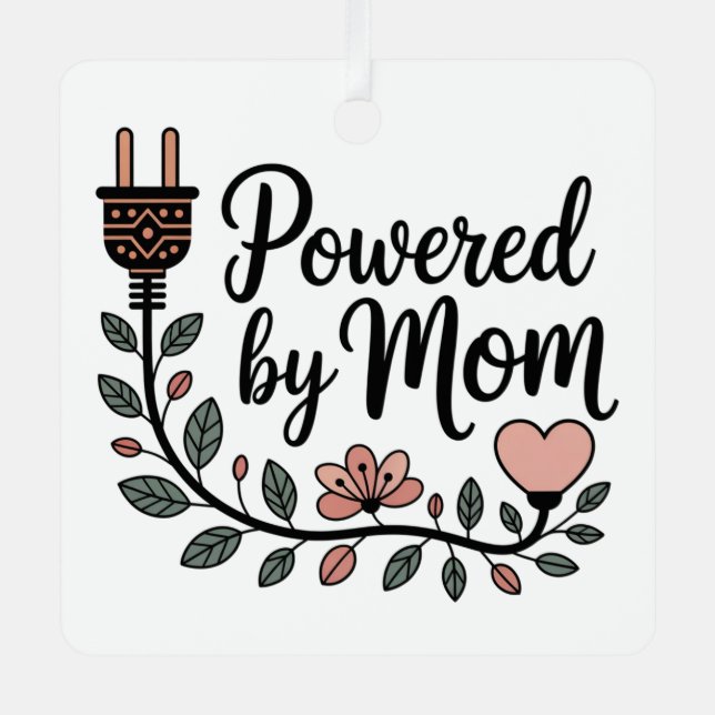 Powered By Mom Metal Tree Decoration (Front)