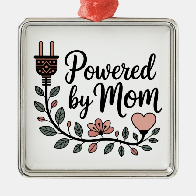 Powered By Mom Metal Tree Decoration (Front)