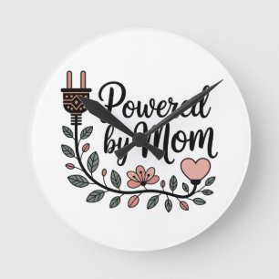 Powered By Mom Round Clock