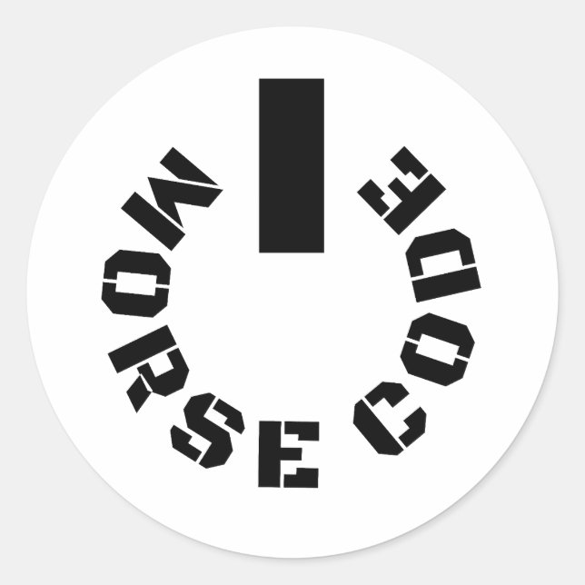 Powered by Morse Code Classic Round Sticker (Front)