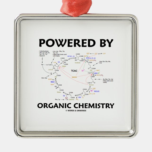 Powered By Organic Chemistry (Krebs Cycle) Metal Tree Decoration (Front)
