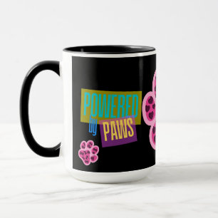 "Powered by Paws" Pink Hearts Design Mug