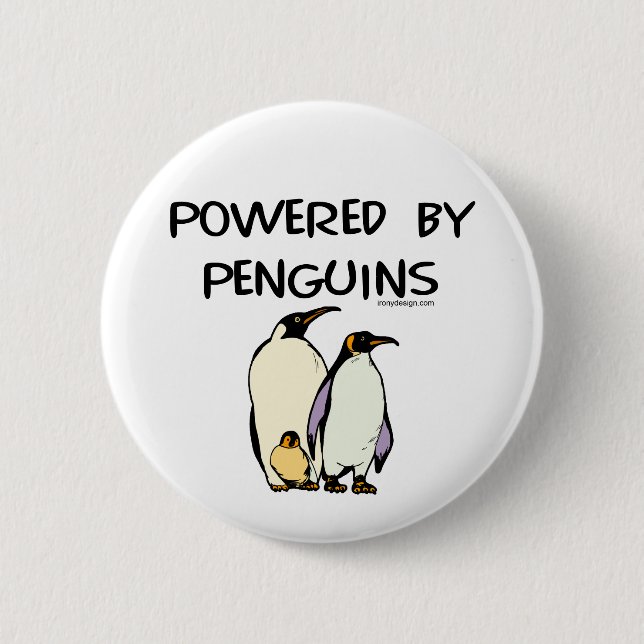 Powered By Penguins 6 Cm Round Badge (Front)