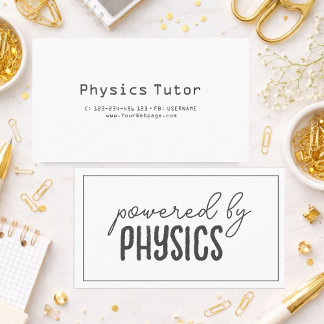 Powered by physics, private lessons business card