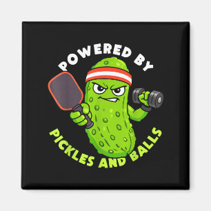 Powered by pickles and pickleball lovers men women magnet