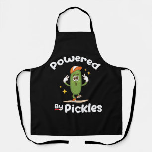 Powered By Pickles Food Pickle Funny Apron