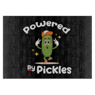 Powered By Pickles Food Pickle Funny Cutting Board