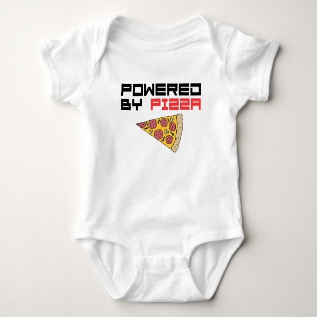 Powered By Pizza Baby Bodysuit (Front)