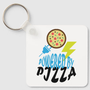 Powered by Pizza – Fun Food Lover Design Key Ring