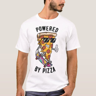 Powered By Pizza, Funny 80s Retro Style Pizza Love T-Shirt