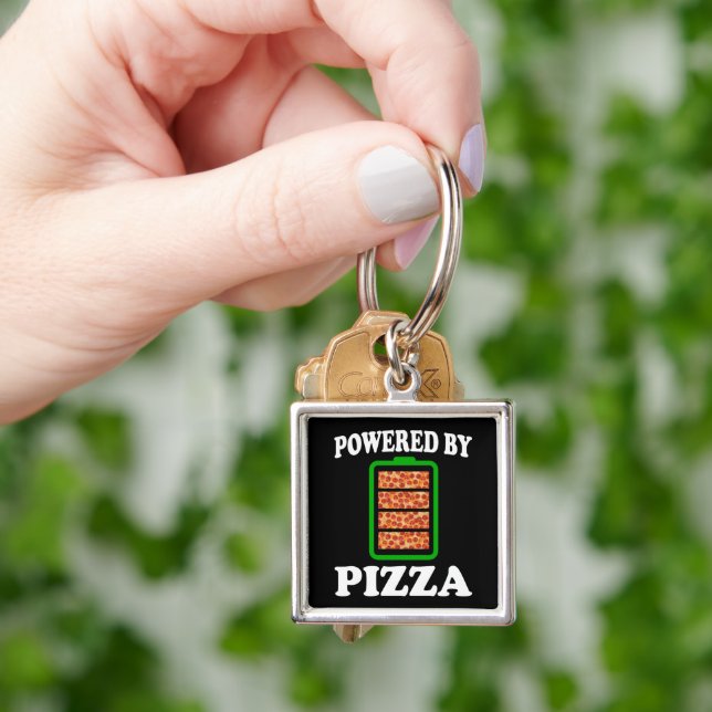  Powered By Pizza - Funny Pizza      Key Ring (Hand)