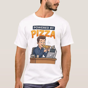 Powered by Pizza - Funny Programmer & Gamer at Wor T-Shirt