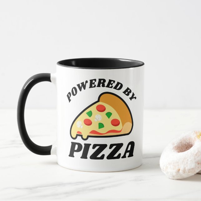 'Powered by Pizza' pizza lover's Mug (With Donut)
