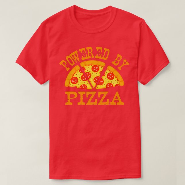 Powered By Pizza Pizzeria Cheesy Lovers Italian Cu T-Shirt (Design Front)