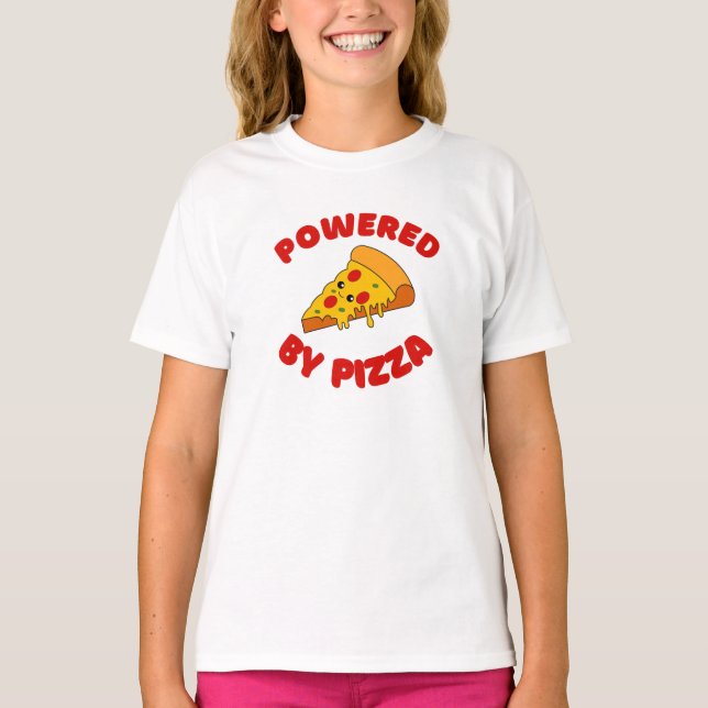 POWERED BY PIZZA T-Shirt (Front)