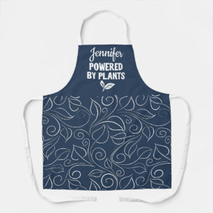 Powered by plant Vegan floral blue with name Apron