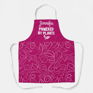 Powered by plant Vegan floral pink with name Apron