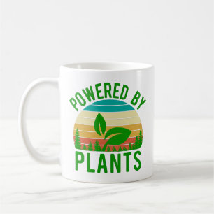 Powered By Plants Funny Green Vegan Vintage Sunset Coffee Mug