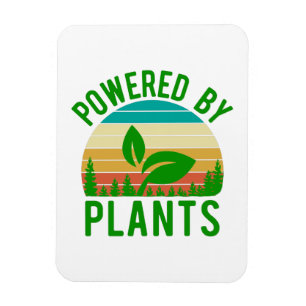 Powered By Plants Funny Green Vegan Vintage Sunset Magnet