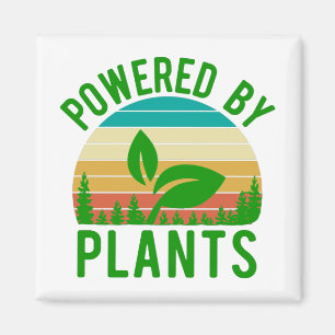 Powered By Plants Funny Green Vegan Vintage Sunset Magnet
