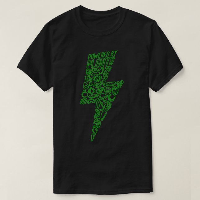 Powered by Plants Green Bolt Design  T-Shirt (Design Front)