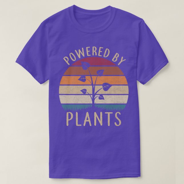 Powered By Plants Retro Women's Vegan Fitness Work T-Shirt (Design Front)