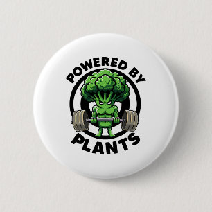 Powered By Plants Vegan Athlete Vegan Gym Vegan Bo 6 Cm Round Badge
