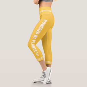 Powered by plants Vegan bright yellow minimal Capri Leggings