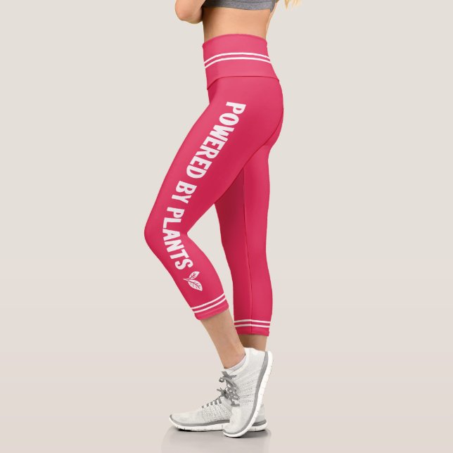 Powered by plants Vegan pink minimal Capri Leggings (Left)