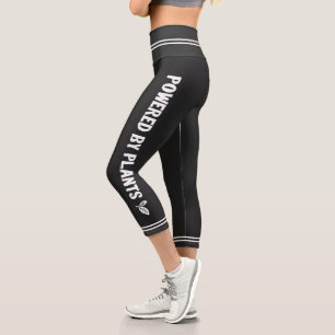 Powered by plants Vegan plain black minimal Capri Leggings