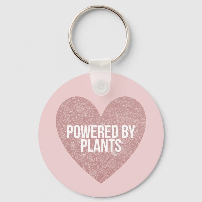Powered by plants vegan quote key ring (Front)