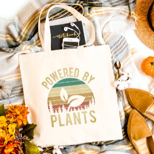 Powered by Plants Vegan Retro Rainbow Tote Bag