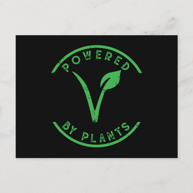 Powered by Plants Vegan vegan lifestyle Postcard (Front)