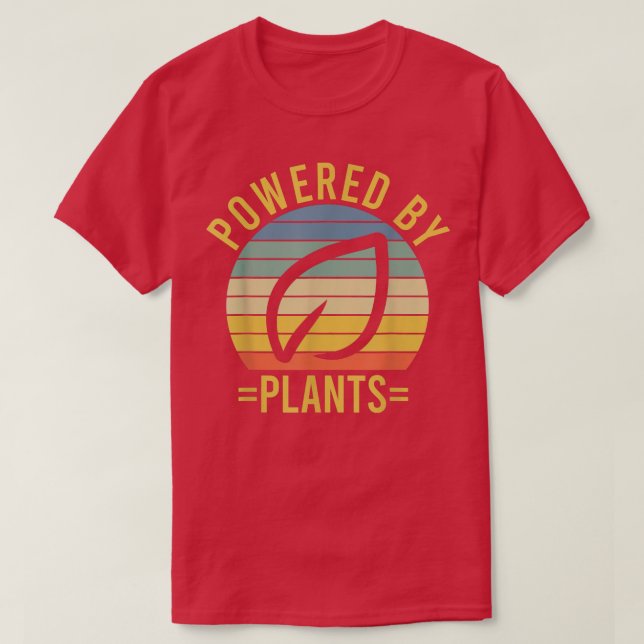 Powered By Plants Vegetarian Vegan Workout Plant P T-Shirt (Design Front)