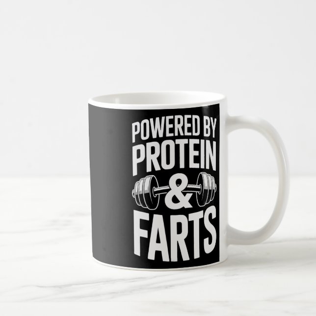 Powered By Protein And Farts Bodybuilding Weightli Coffee Mug (Right)