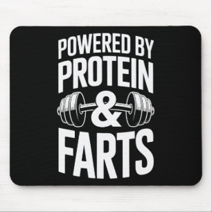 Powered By Protein And Farts Bodybuilding Weightli Mouse Mat