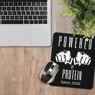 Powered By Protein Stylish Black Mouse Mat