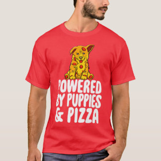 Powered By Puppies & Pizza Funny Women Dog Lovers  T-Shirt