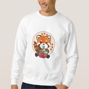 Powered By Ramen Cute Red Panda Eats Ramen Noodles Sweatshirt