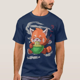 Powered By Ramen Cute Red Panda Eats Ramen Noodles T-Shirt