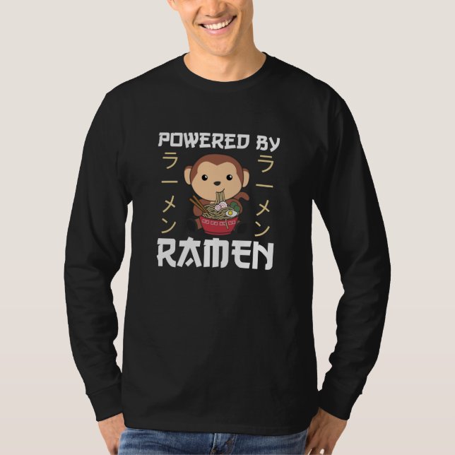 Powered By Ramen Sweet Monkey Eats Ramen T-Shirt (Front)
