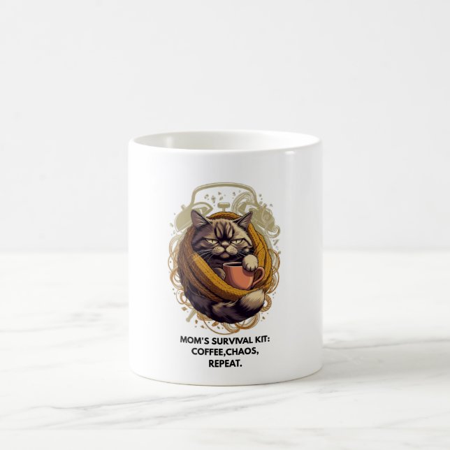 Powered by Sarcasm Cat Tee | 3 Hours Sleep Funny M Coffee Mug (Center)