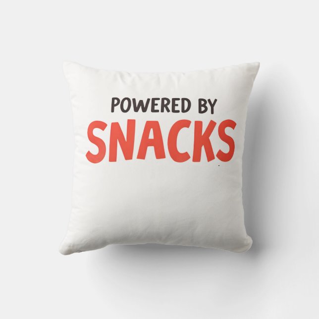 Powered by Snacks – Cute Cartoon Food Lover Design Cushion (Back)