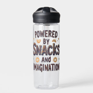 Powered by Snacks Imagination Funny Food Quote Typ Water Bottle