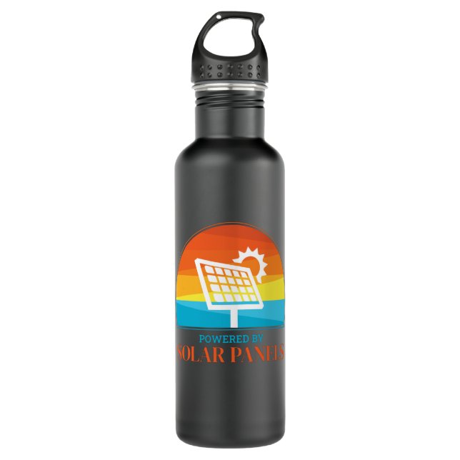 Powered By Solar Panels Photovoltaic Sun 710 Ml Water Bottle (Front)