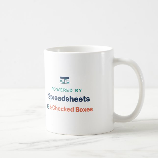 Powered by Spreadsheets and Checked Boxes Office M Coffee Mug (Right)