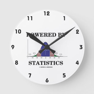 Powered By Statistics (Bell Curve Humour) Round Clock