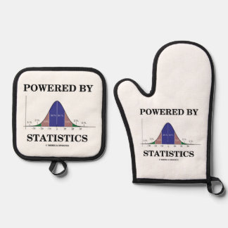 Powered By Statistics Bell Curve Stats Humour Oven Mitt & Pot Holder Set