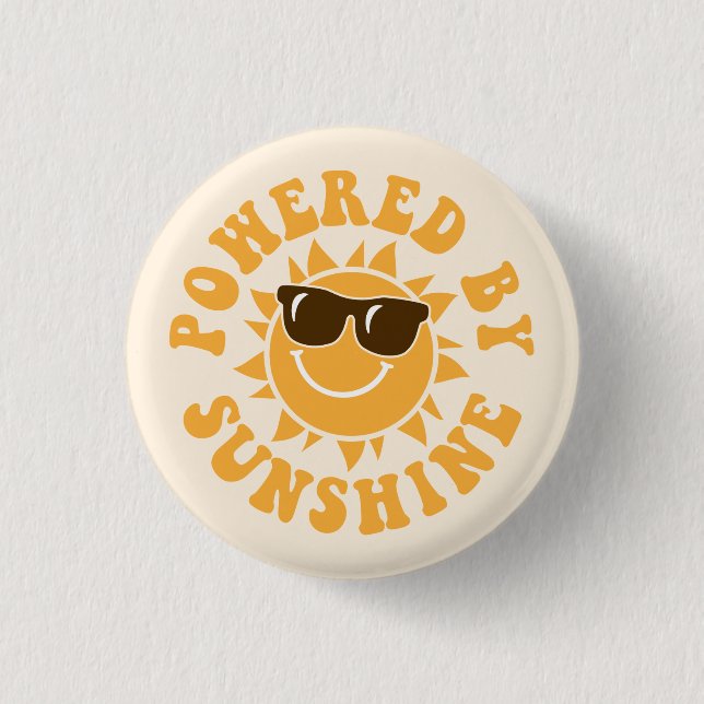 Powered By Sunshine Happy Fun Summer Vacation 3 Cm Round Badge (Front)