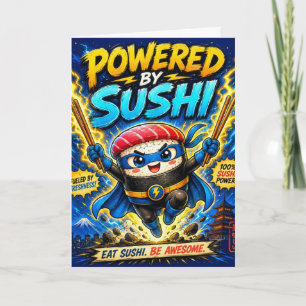 Powered by Sushi – Cute Superhero Sushi Thank You Card
